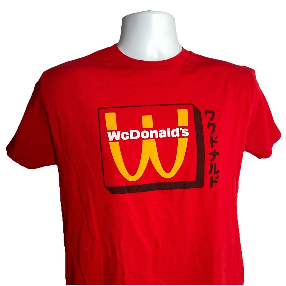 McDonalds Anime WcDonalds T-Shirt Small Red Crew Member Work Employee Japanese